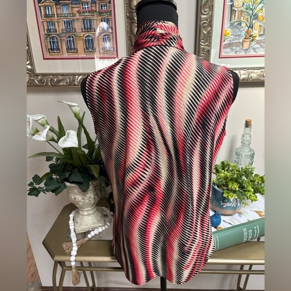 BLACK LABEL EVAN -PICONE SLEEVELESS V-NECK TIE SASH BUSINESS DRESSY BLOUSE SZ M - Picture 3 of 9